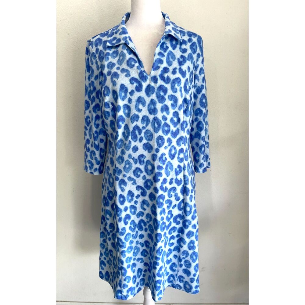 J. Mclaughlin dress USA made animal print blue business casual office women S